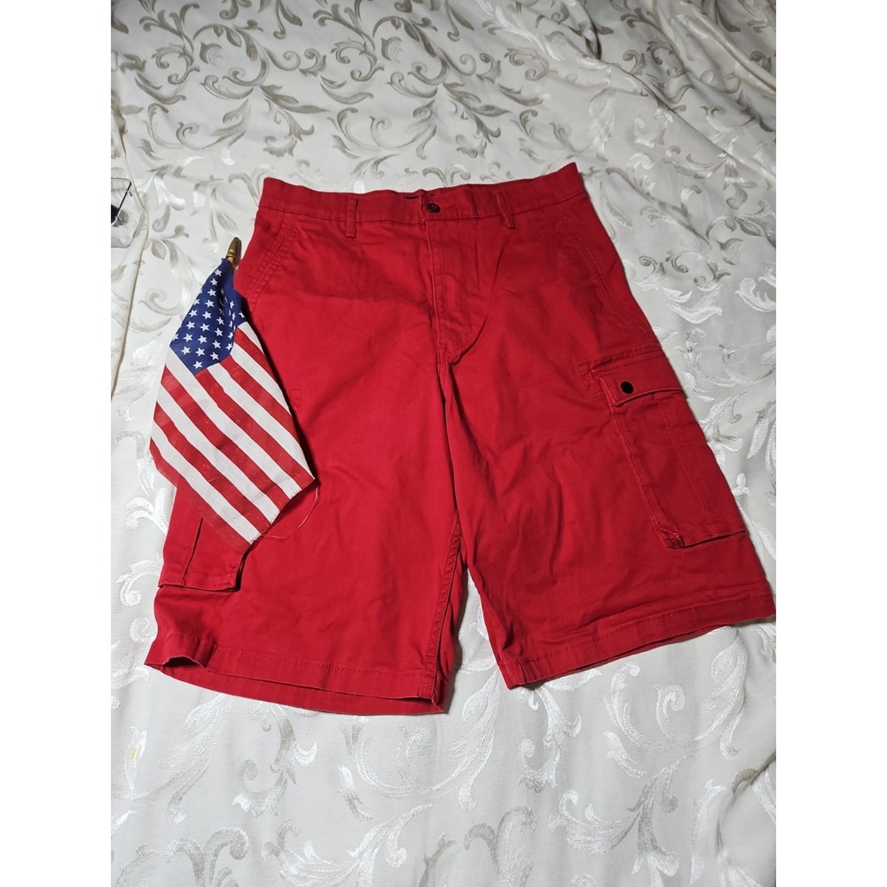 Levis Cargo Shorts Baggy Skater Red Streetwear Sz 32 Excellent